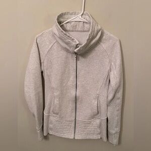 lululemon athletica Light Gray Zip Front Funnel Neck Sweater